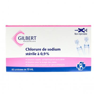 Sérum physiologique 60 unidoses à 0.9% Laboratoires Gilbert