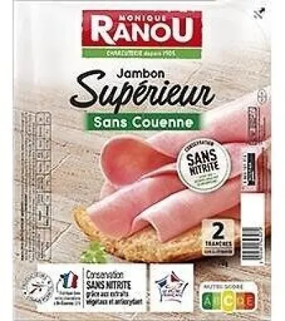 Jambon supérieur sans couenne 2 tranches Monique Ranou