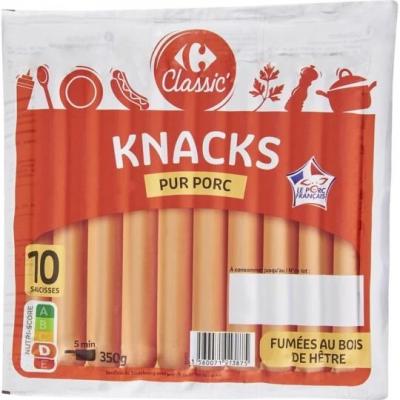 Knacks pur porc x10 Carrefour classic