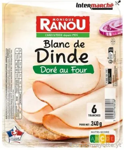 Blanc de dinde supérieur 6 tranches 240 g Intermarché