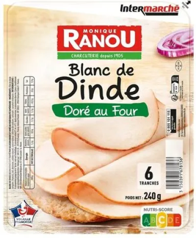 Blanc de dinde supérieur 6 tranches 240 g Intermarché