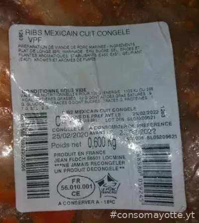Ribs de porc mexicains cuits surgelés 600 g 