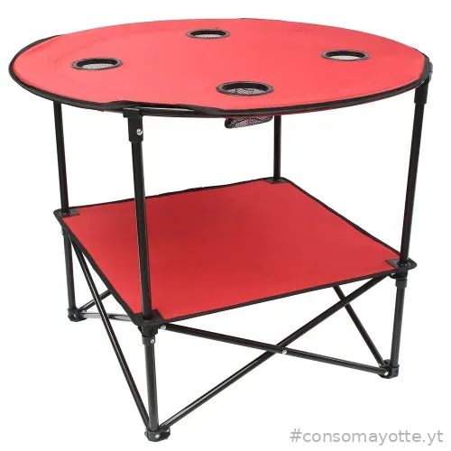 Table pique-nique pliante avec étagère · Rouge Terre Jardin